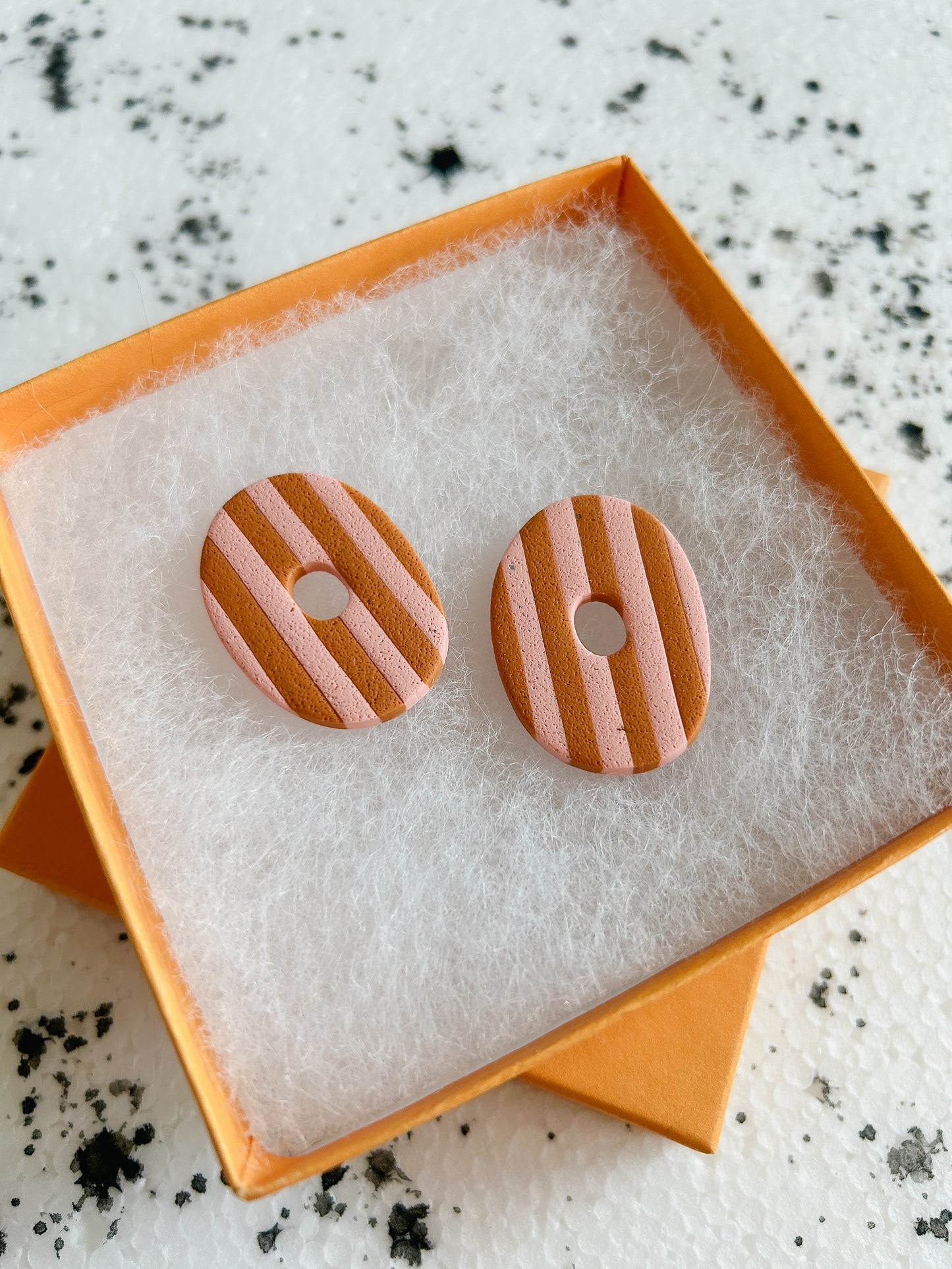 Peachy Stripe Cutout Earrings