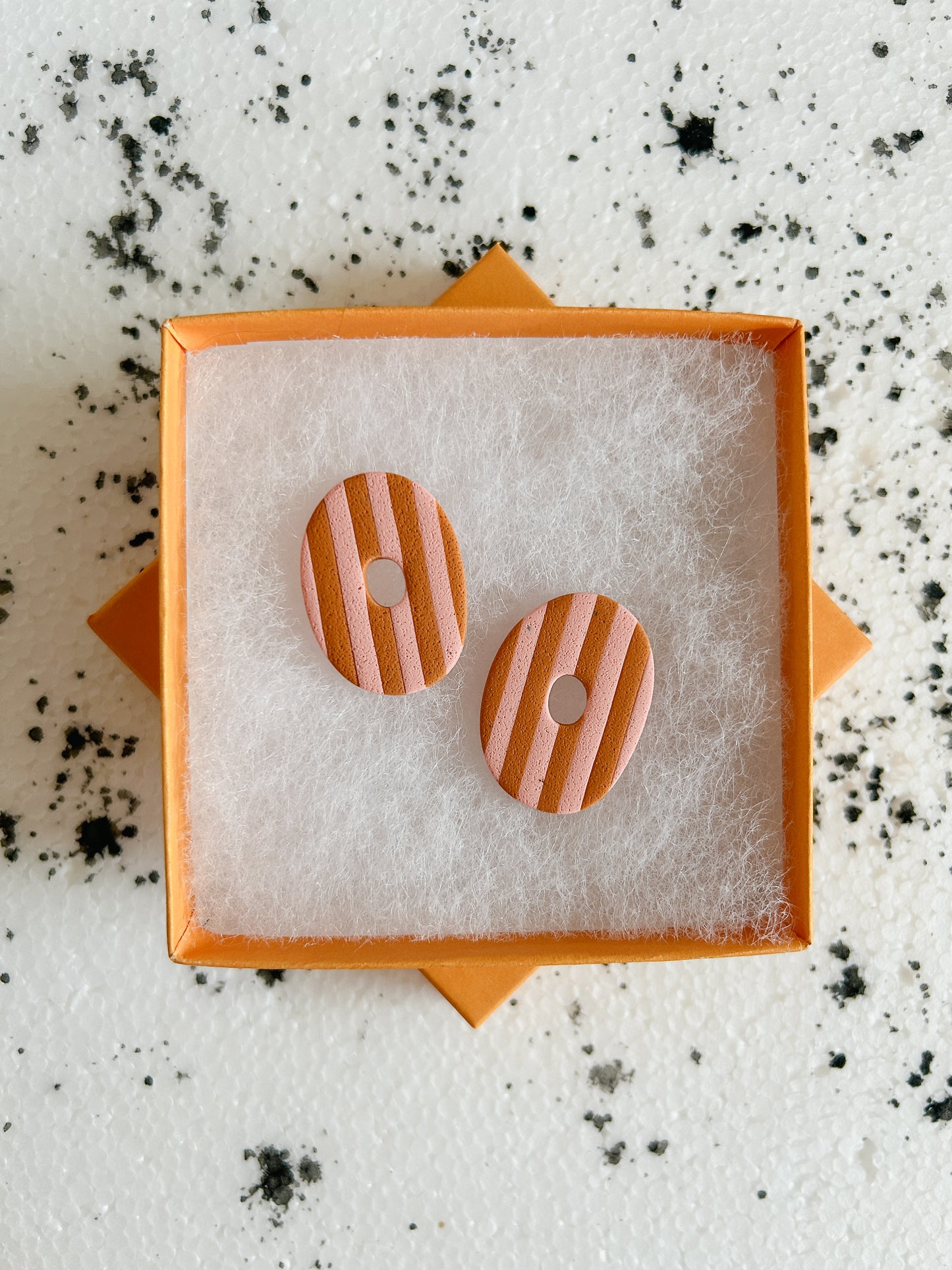 Peachy Stripe Cutout Earrings