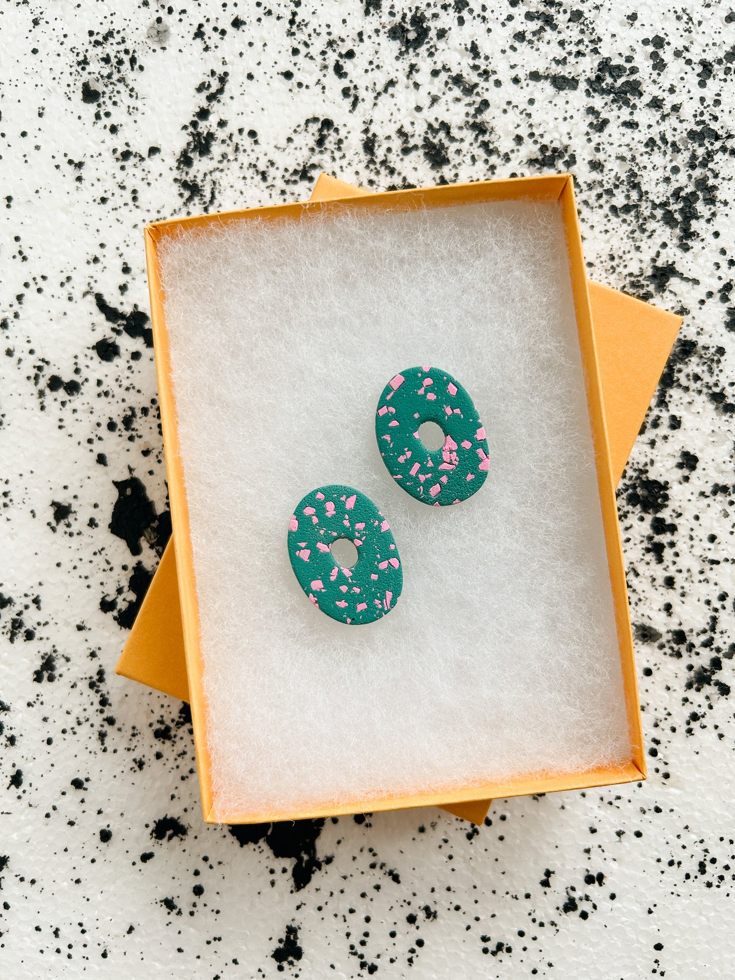 Teal Speckle Cutout Earrings