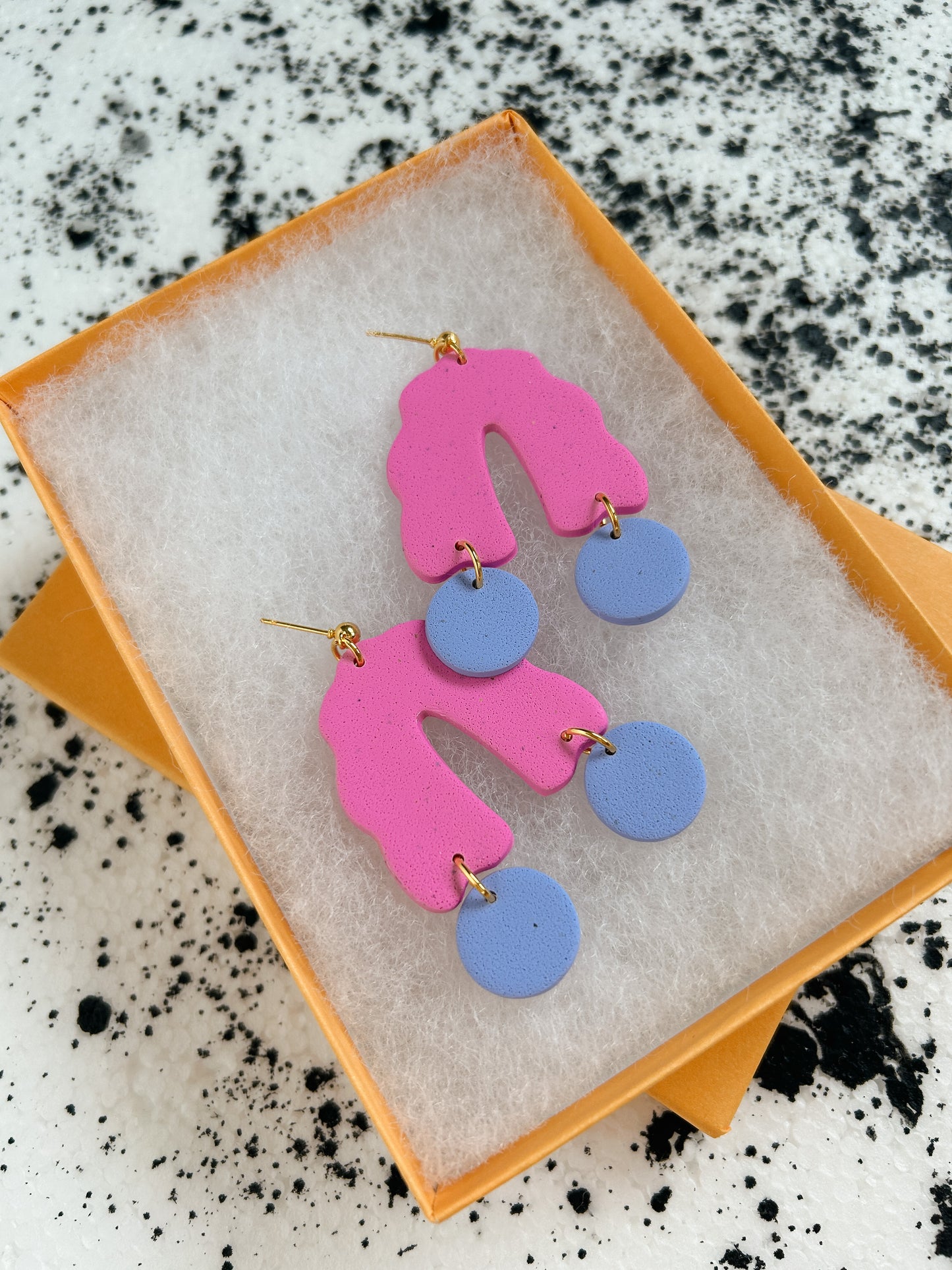 Pink Wavy Arch Earrings