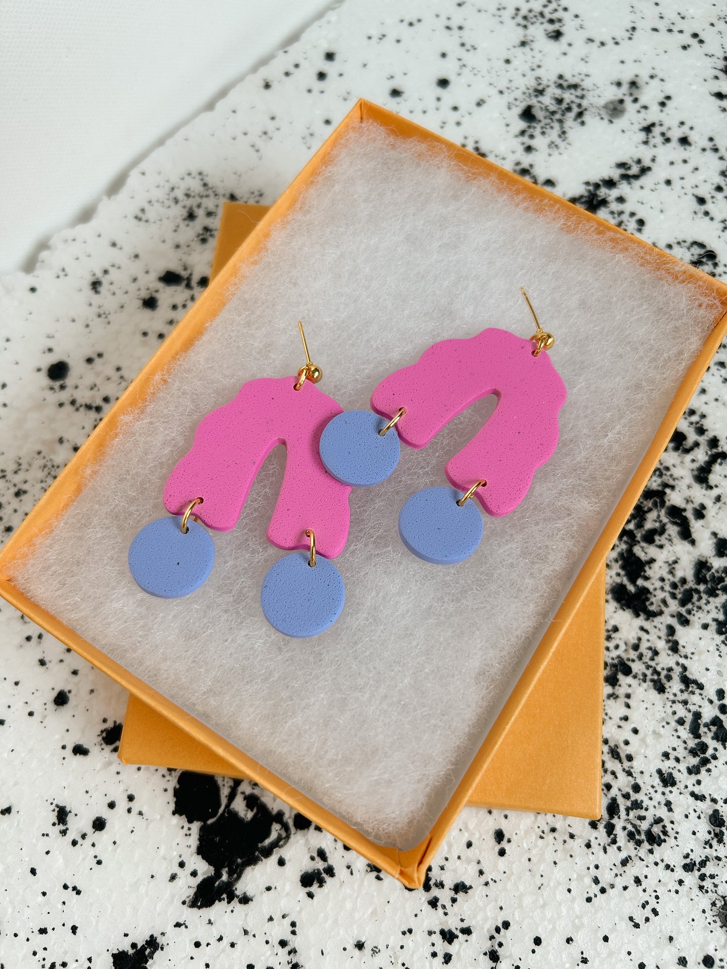 Pink Wavy Arch Earrings
