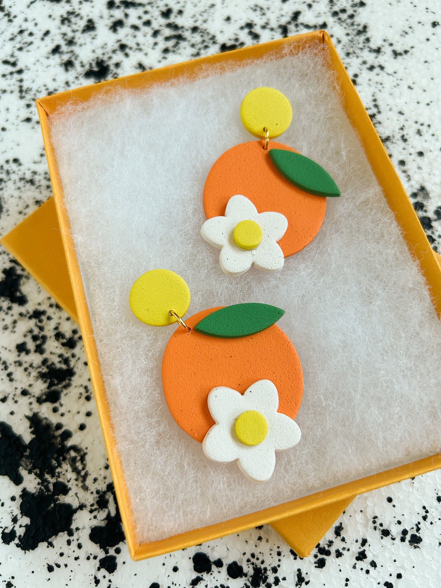 Orange Citrus Flower Earrings