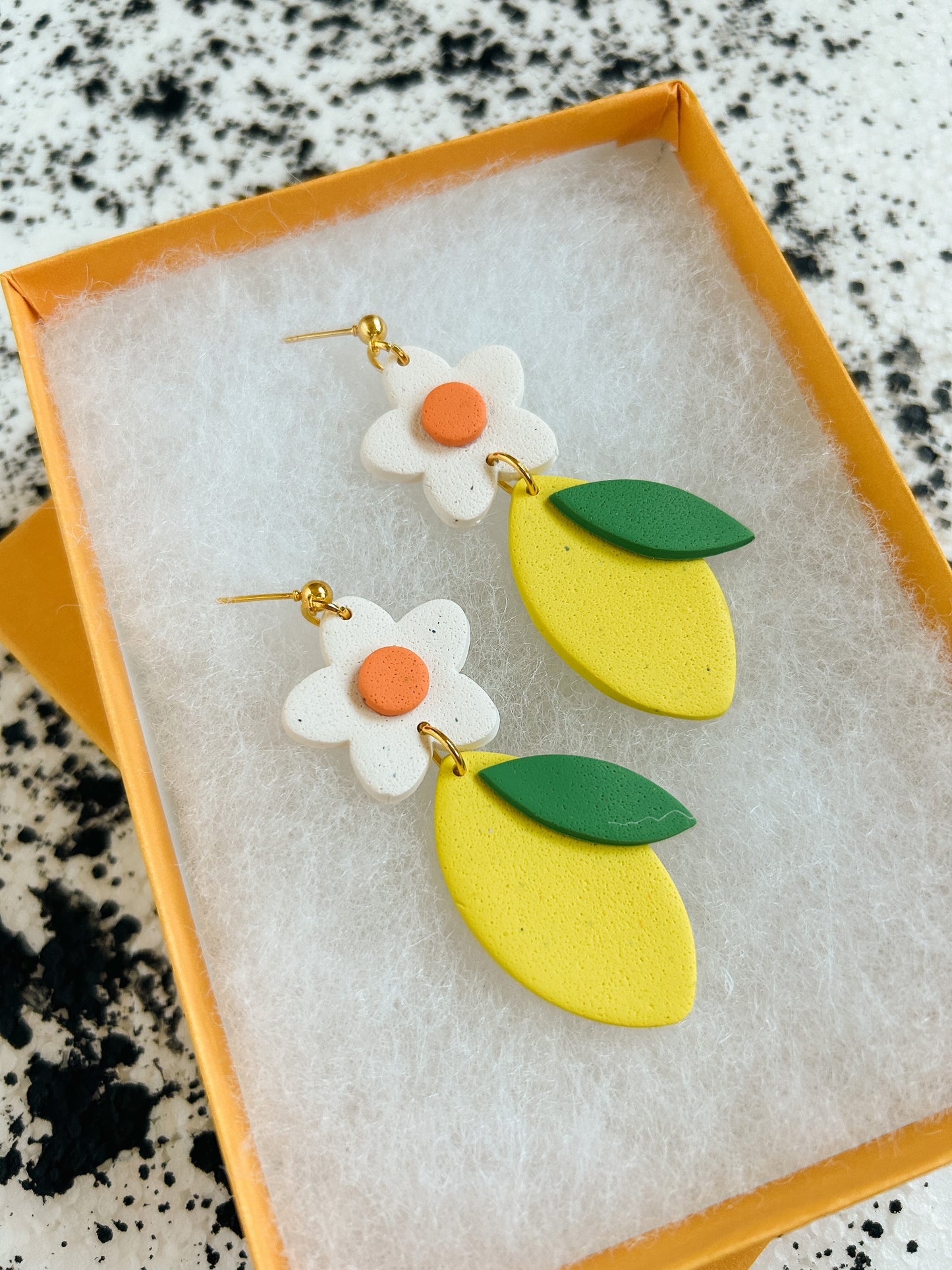 Lemon Citrus Flower Earrings