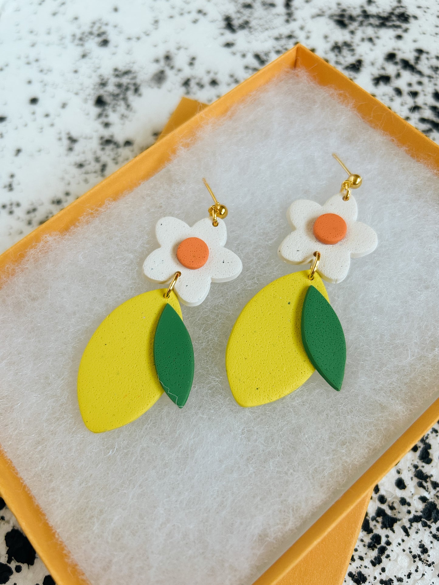 Lemon Citrus Flower Earrings