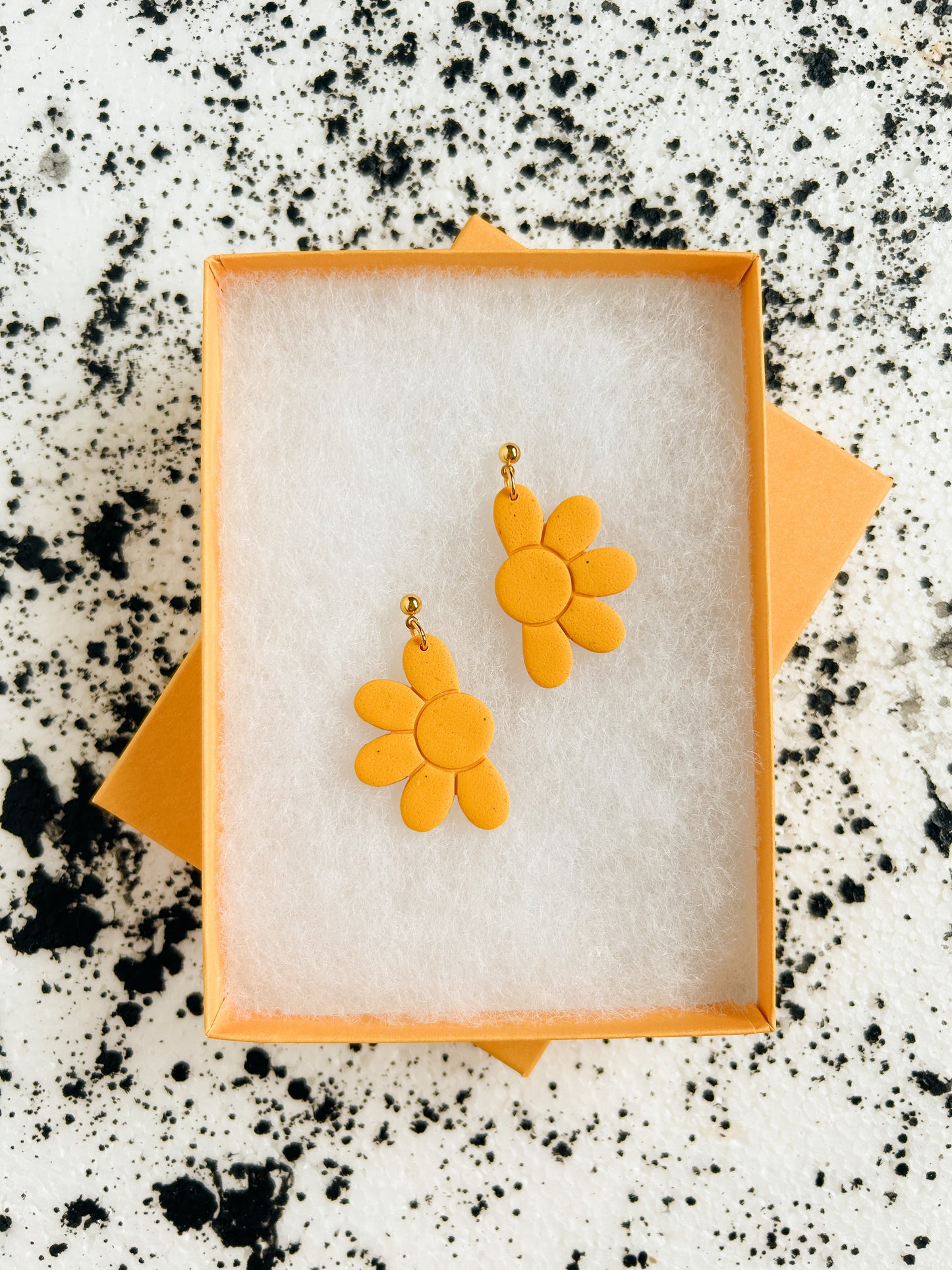 Golden Half Daisy Earrings