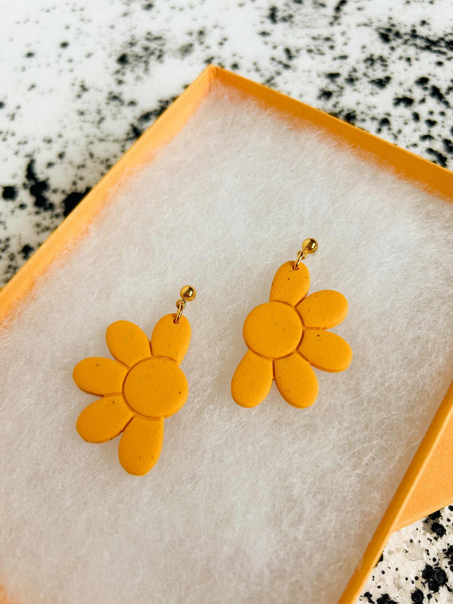 Golden Half Daisy Earrings