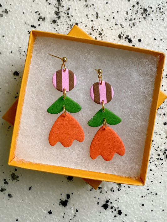 margot red flower drop earrings