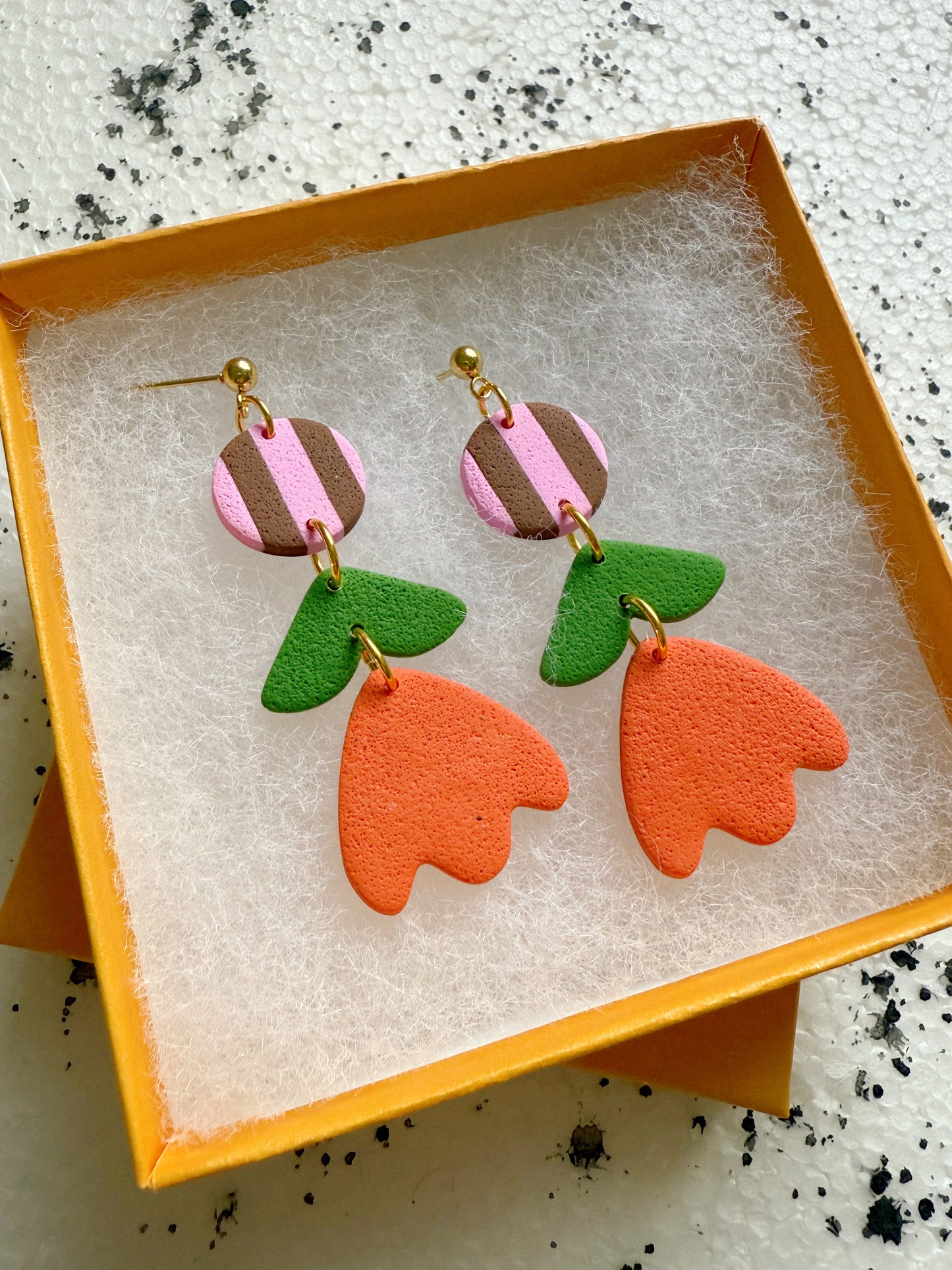 margot red flower drop earrings
