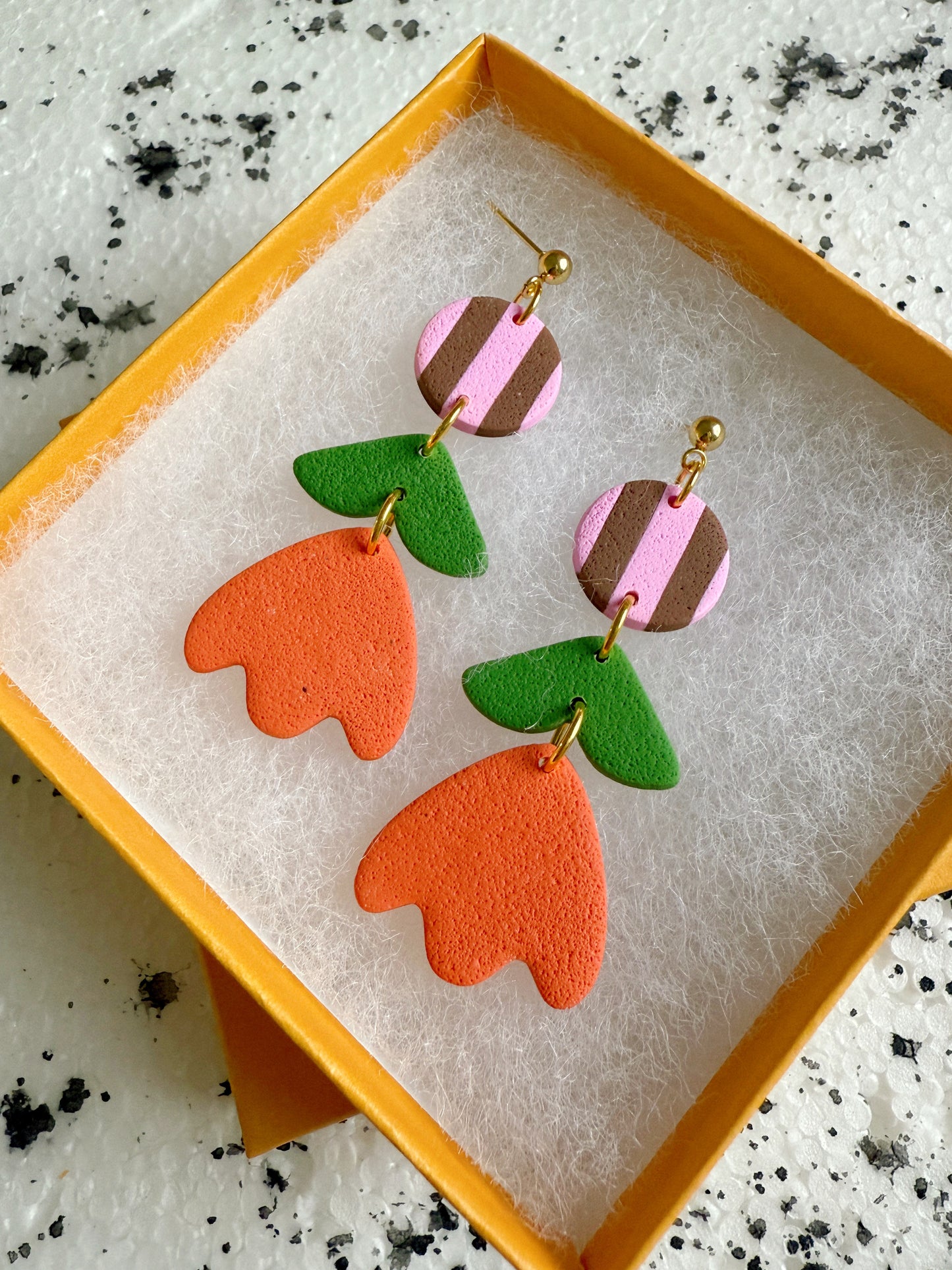margot red flower drop earrings