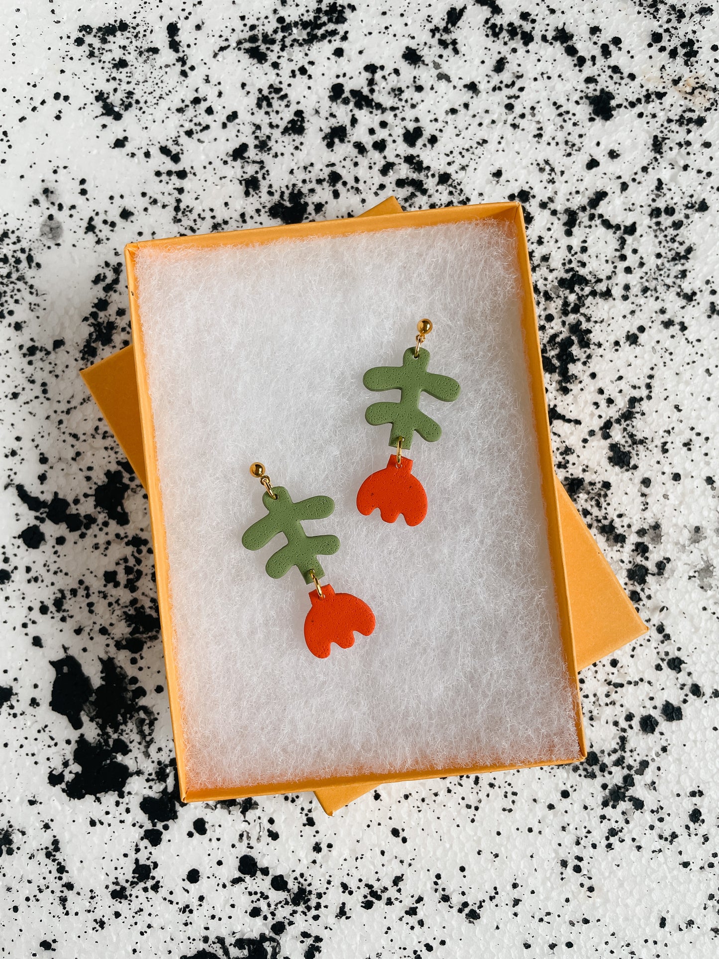 Red Flower Drop Earrings