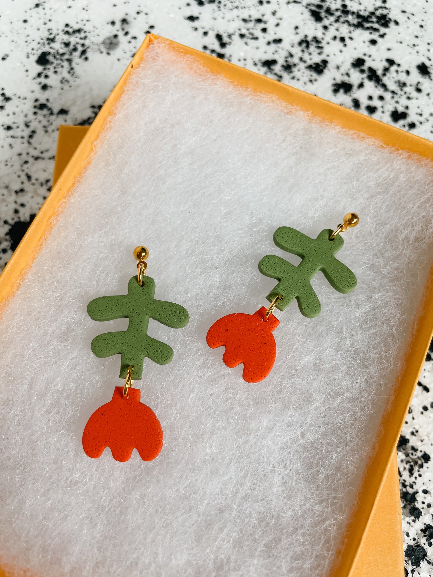 Red Flower Drop Earrings