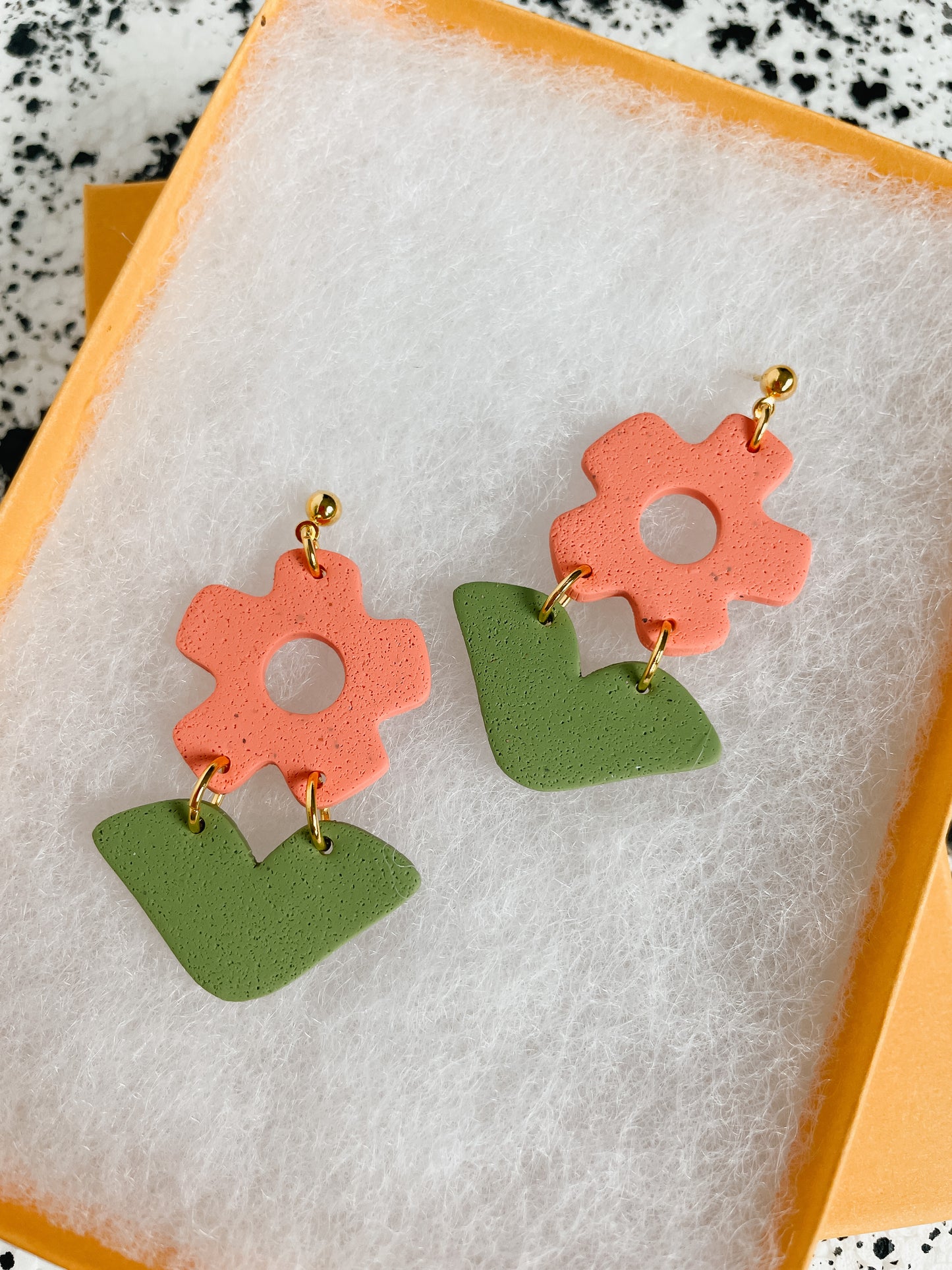 Peach Flower Earrings