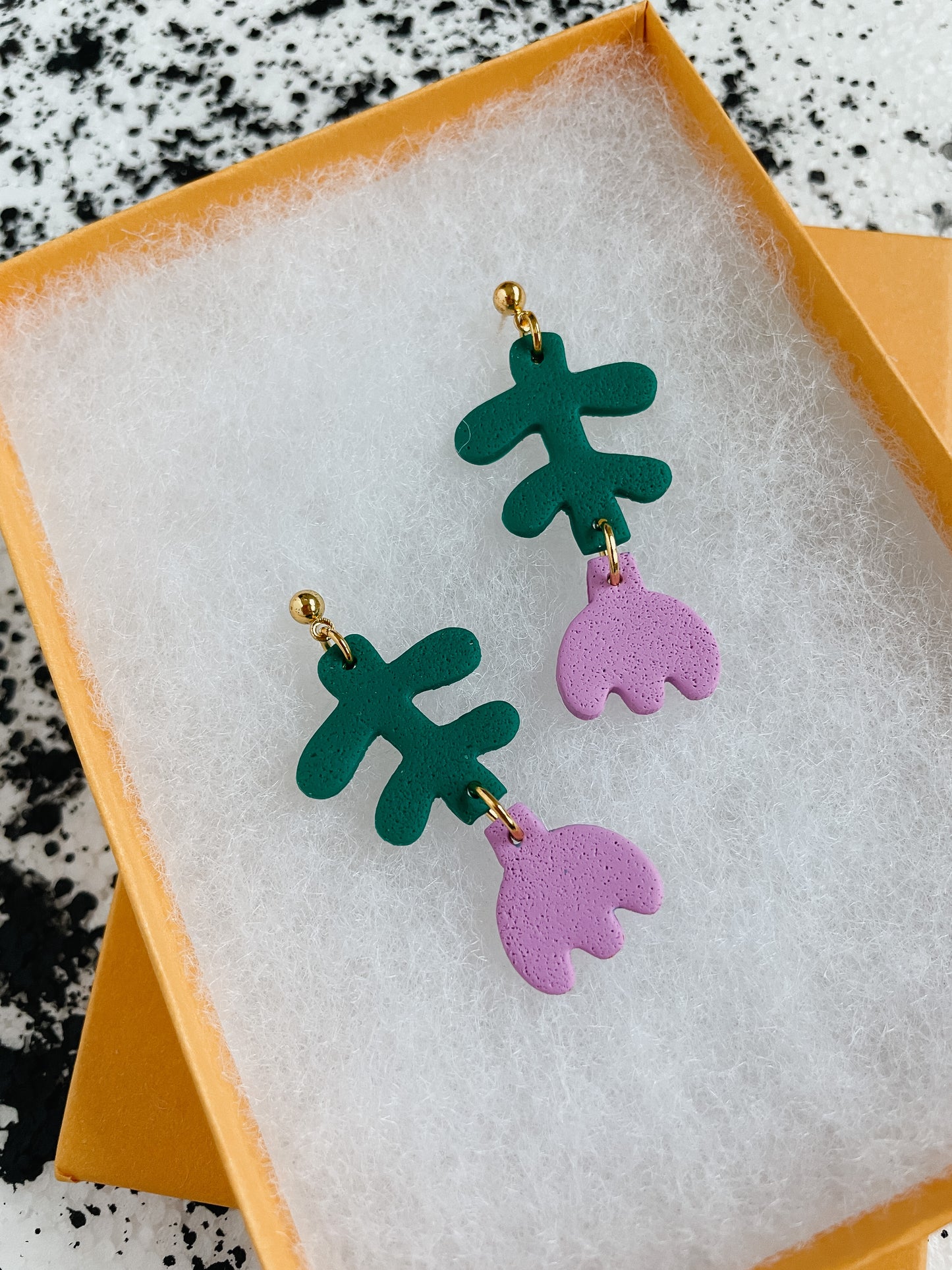 Purple Flower Drop Earrings