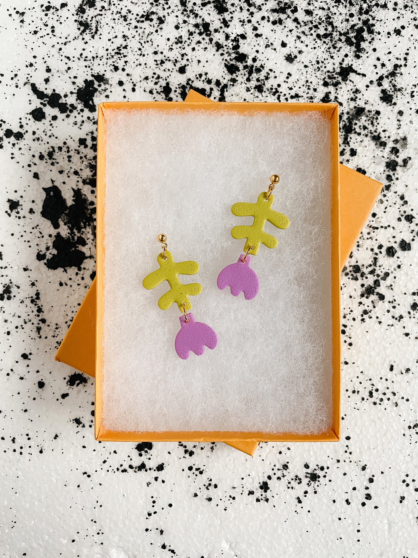 Purple Flower Drop Earrings