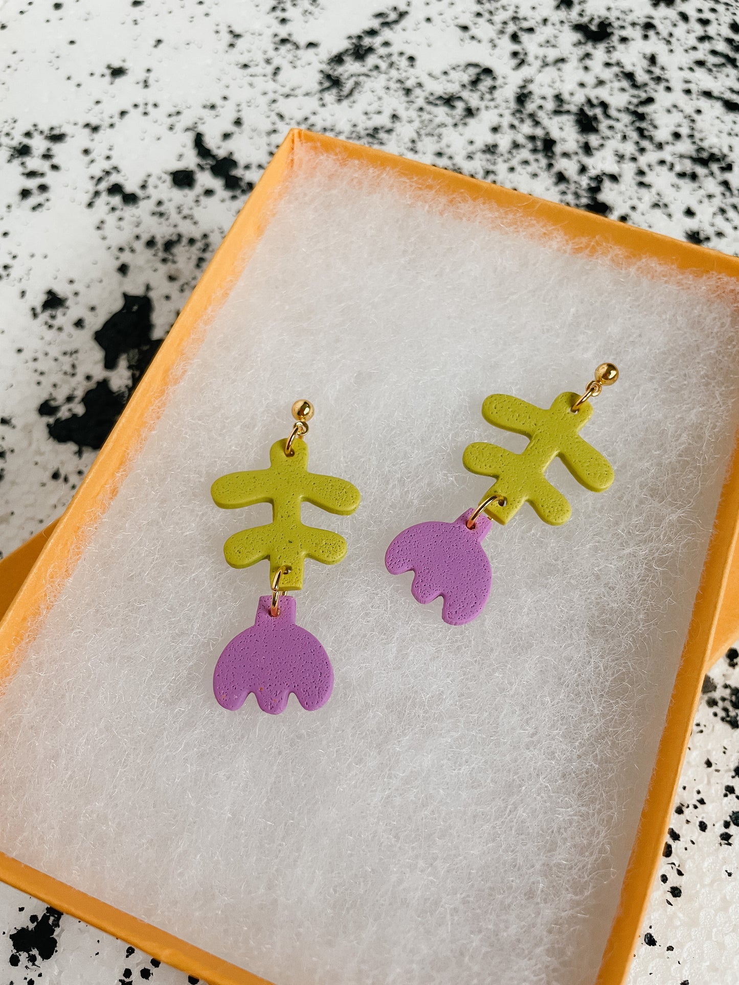 Purple Flower Drop Earrings