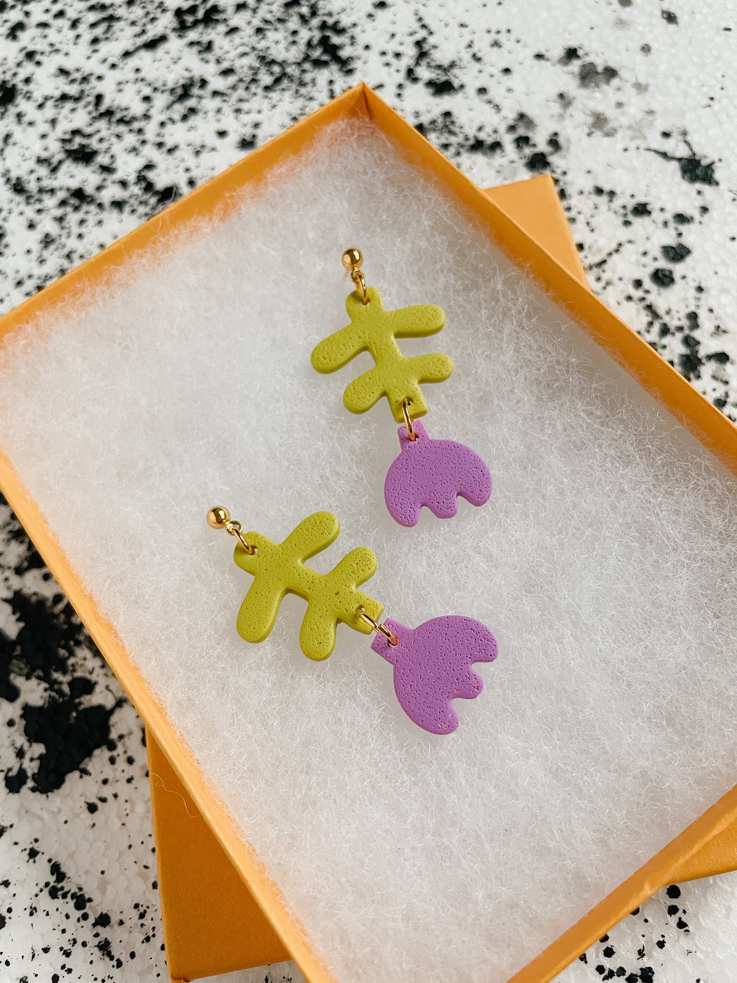 Purple Flower Drop Earrings