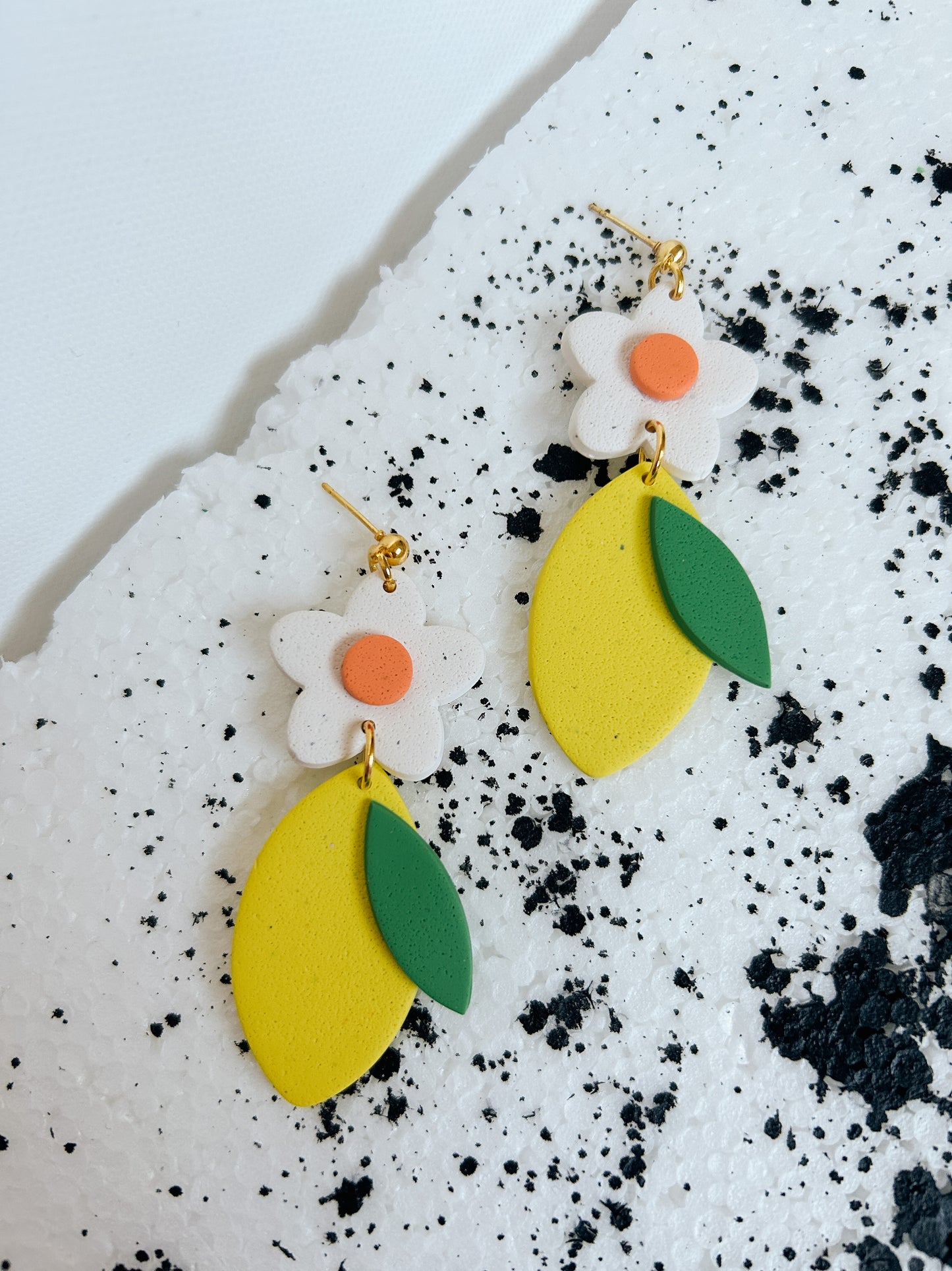 Lemon Citrus Flower Earrings