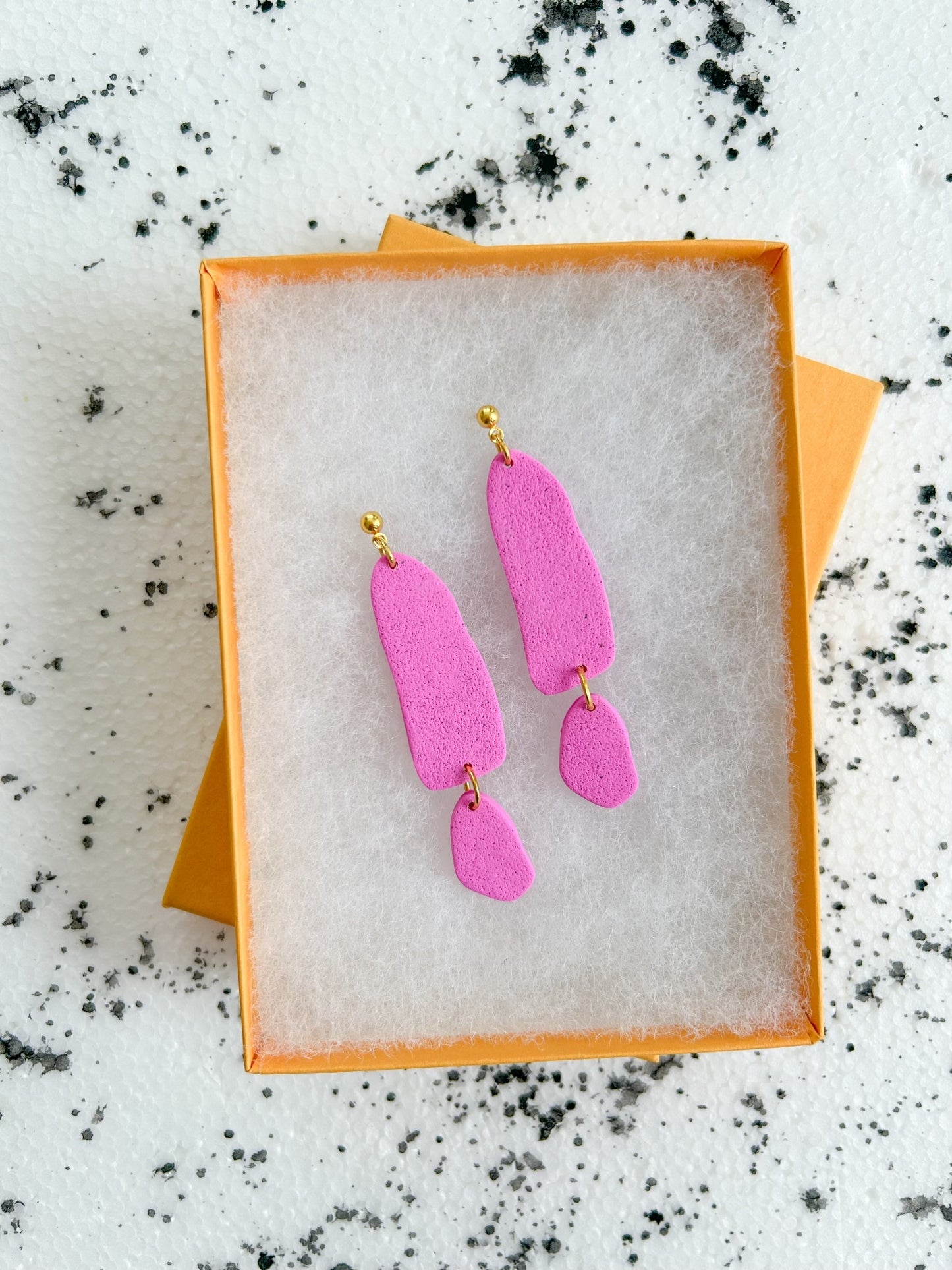 bubblegum organic drop earrings