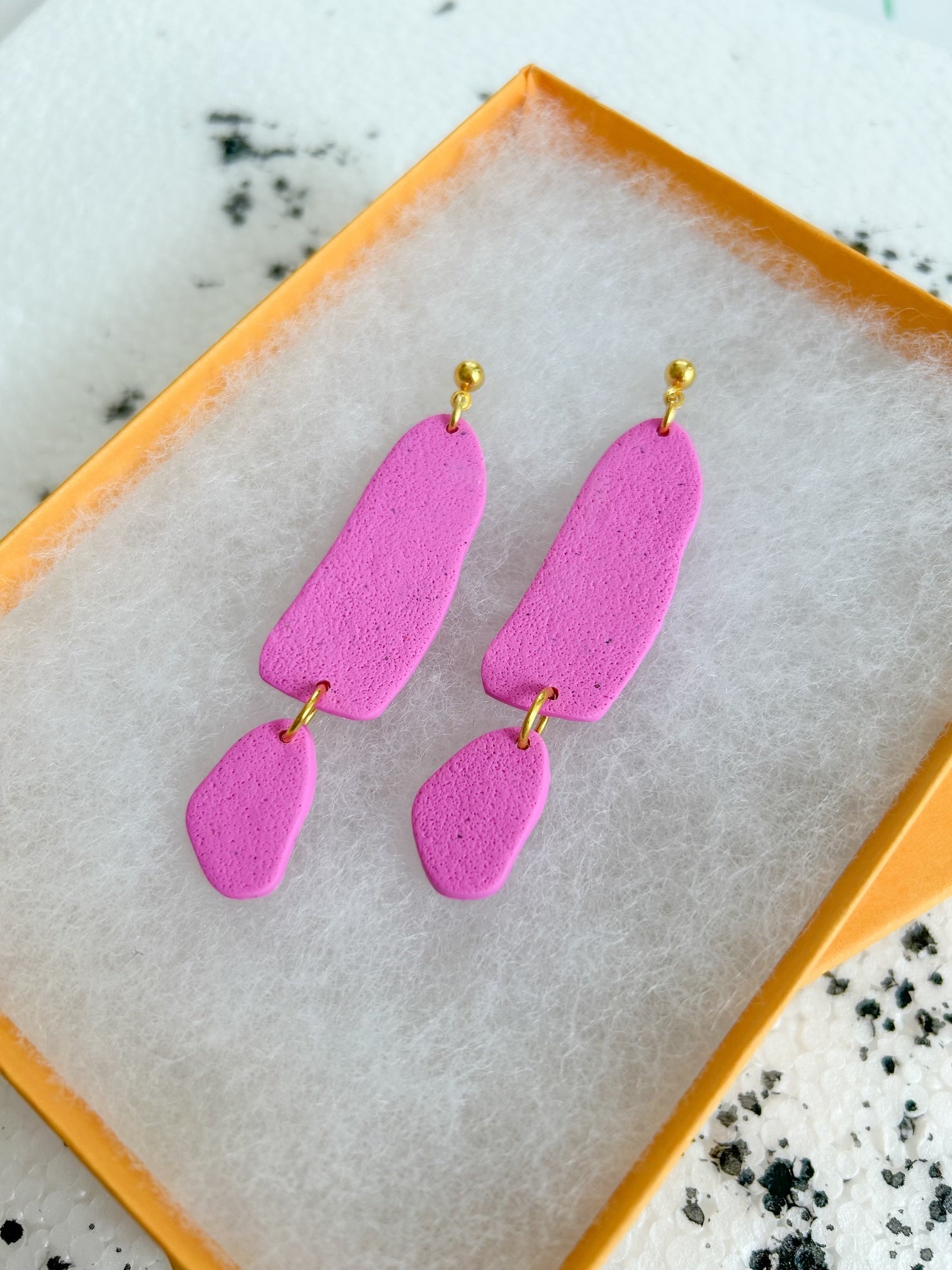 bubblegum organic drop earrings