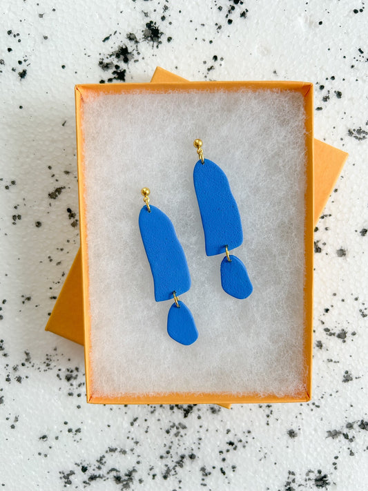 cobalt organic drop earrings