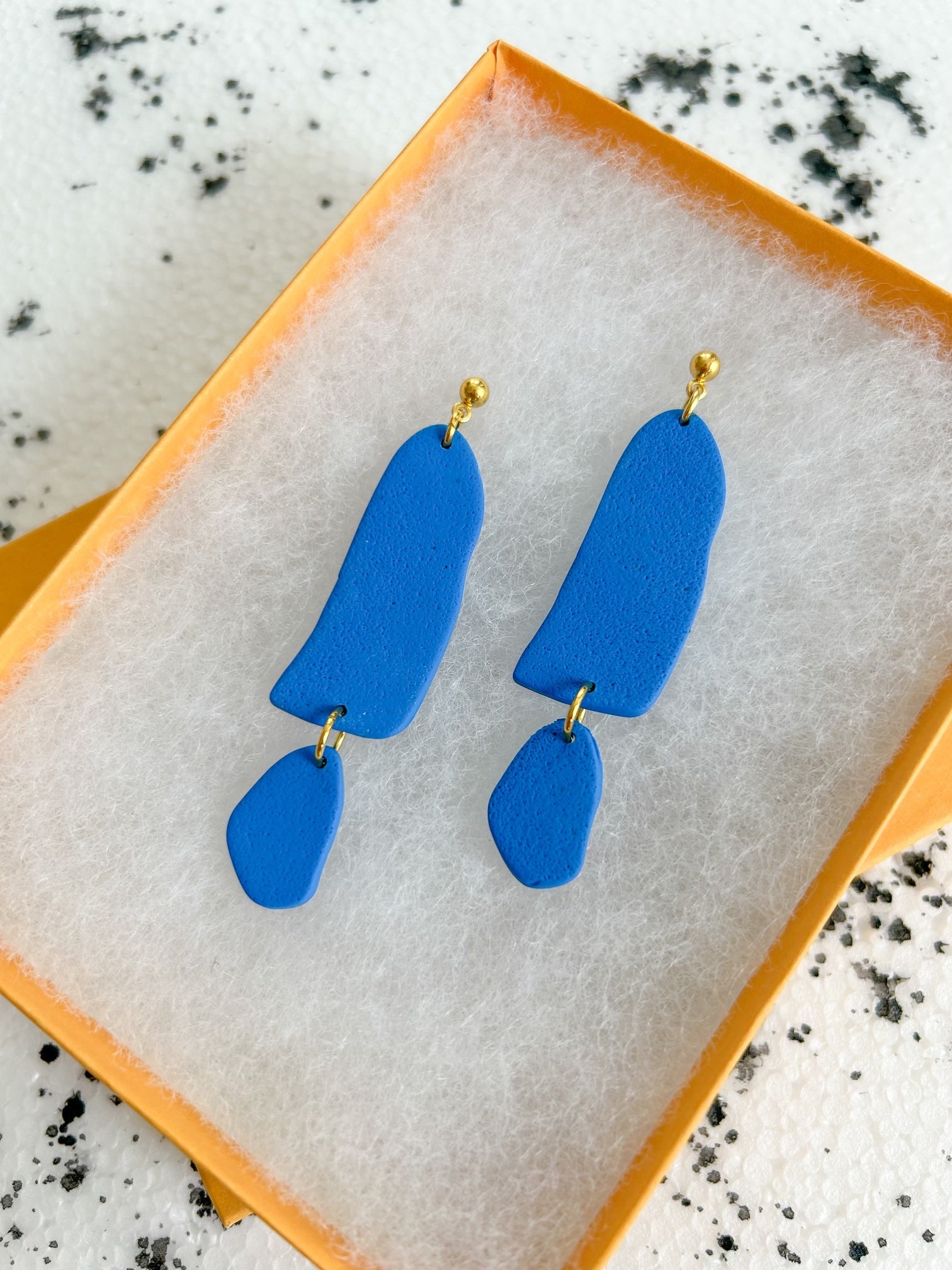 cobalt organic drop earrings