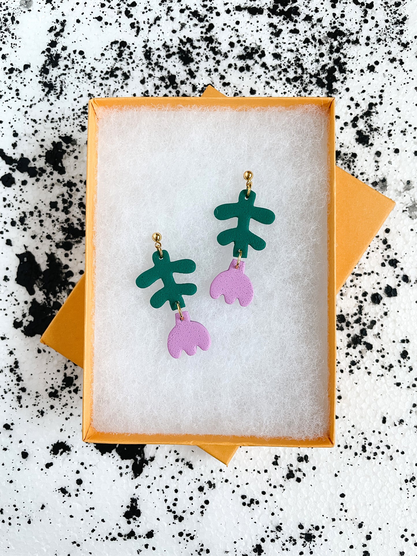 Purple Flower Drop Earrings